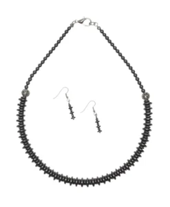 Hematite Rondelle Necklace & Earrings