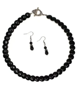 Onyx Gemstone Necklace & Earrings