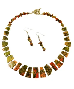 Unakite Necklace & Earrings