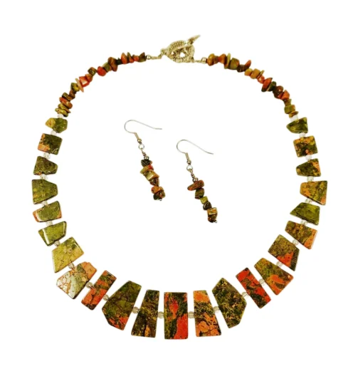 Unakite Necklace & Earrings