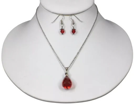 Ruby Red Cubic Zirconia Necklace & Earrings - Image 3