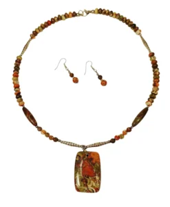 Peacock Vista Jasper Necklace & Earrings