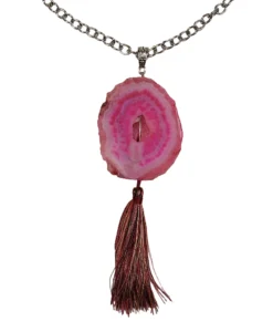 Raspberry Druzy Agate Necklace & Earrings