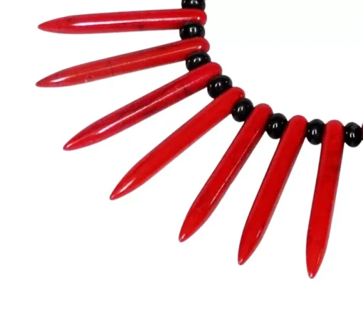 Red Howlite and Onyx Necklace & Earrings - Image 2