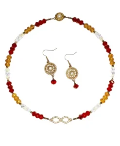 Tri-Color Crystal Necklace & Earrings