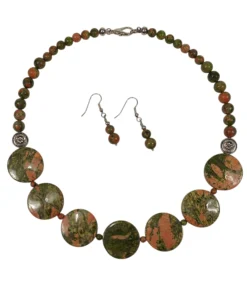 Unakite Necklace & Earrings
