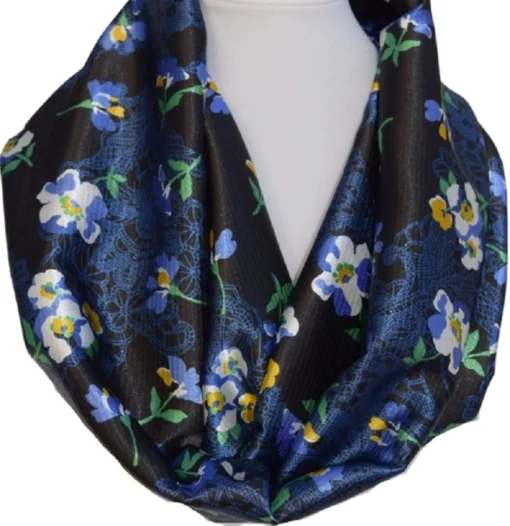 Midnight Pansies Infinity Scarf